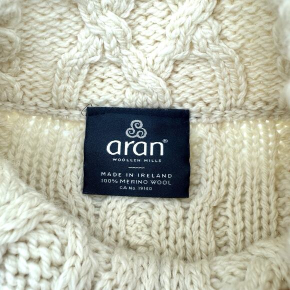 Aran Woollen Mills Cable Aran Full Zip Cardigan Women’s SMALL Merino Wool Chunky - Picture 6 of 10